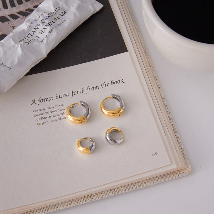 Double face toned hoop earrings