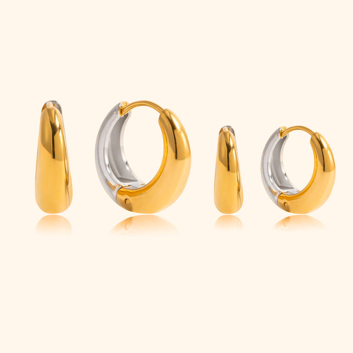 Double face toned hoop earrings