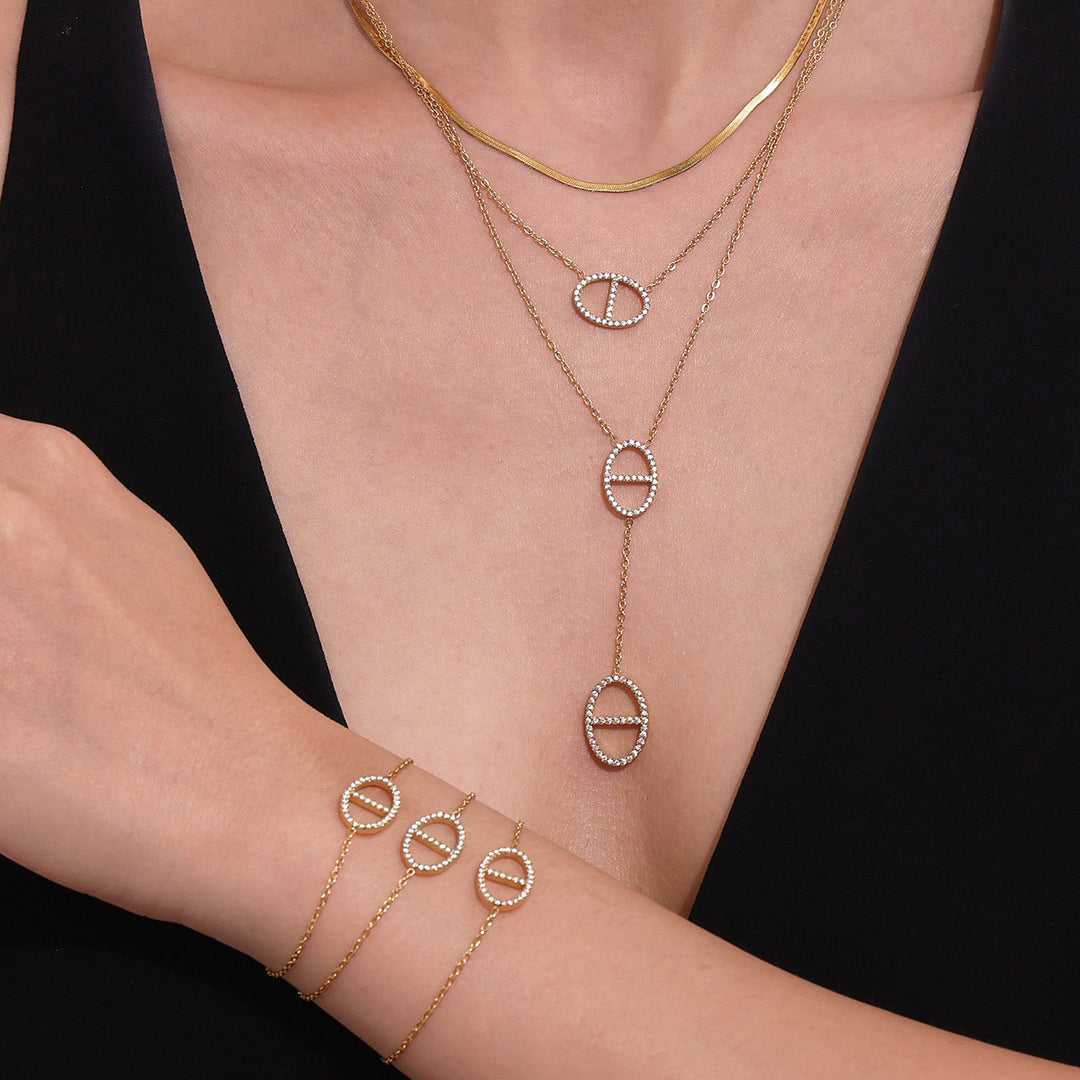 Oval cut Y dropdown necklace