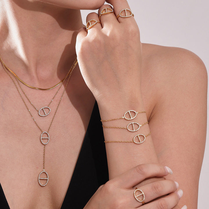 Oval cut Y dropdown necklace