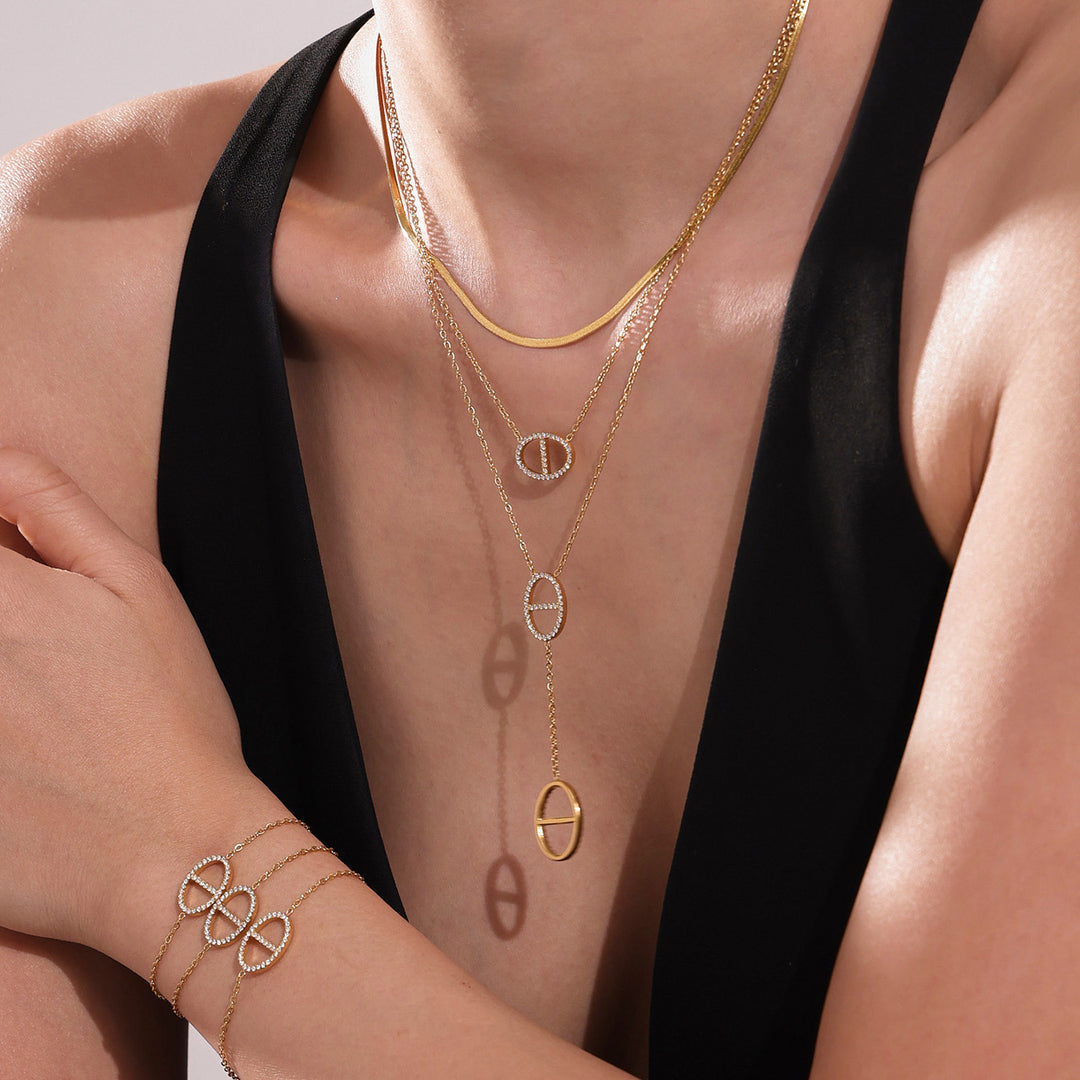 Oval cut Y dropdown necklace