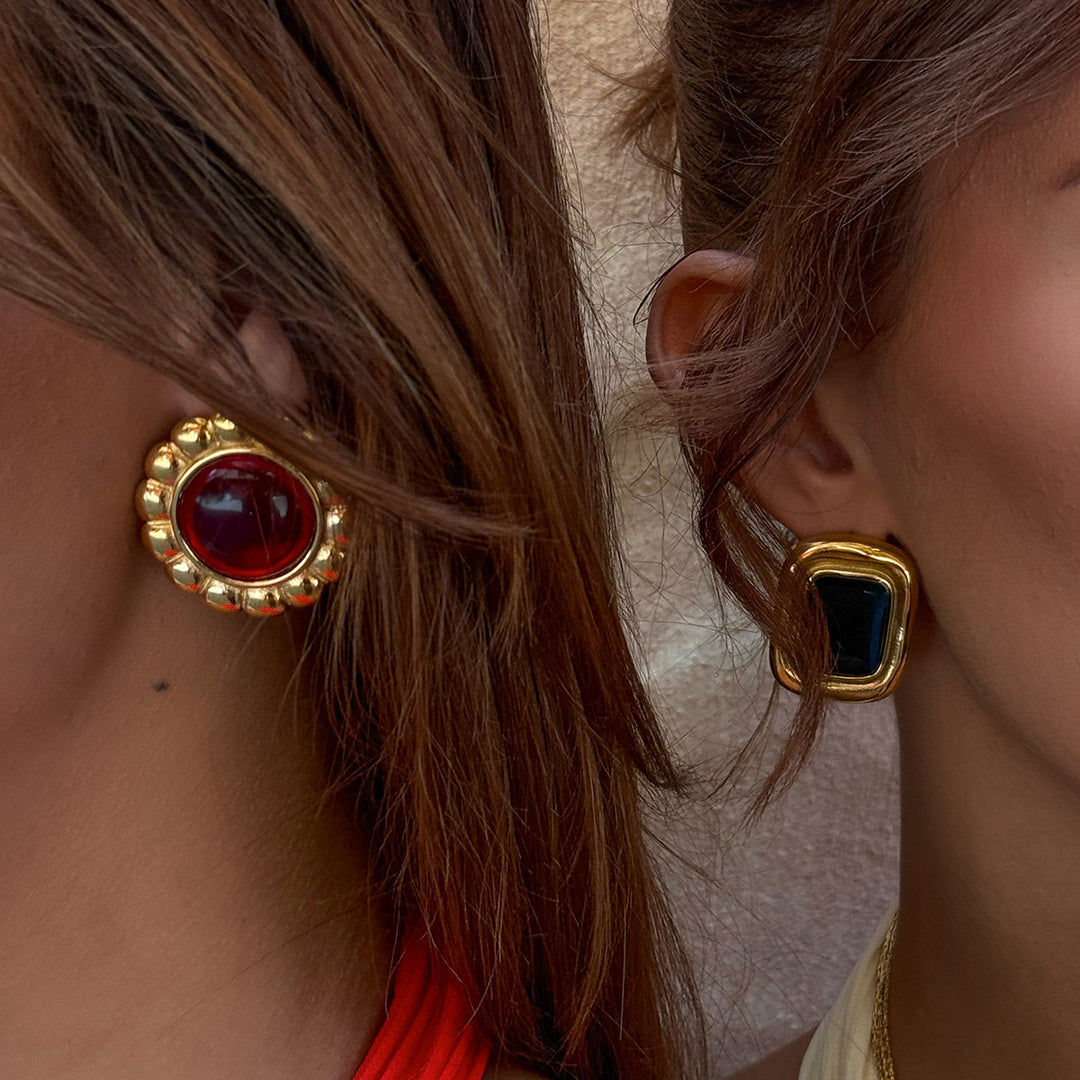 Black rectangular earrings