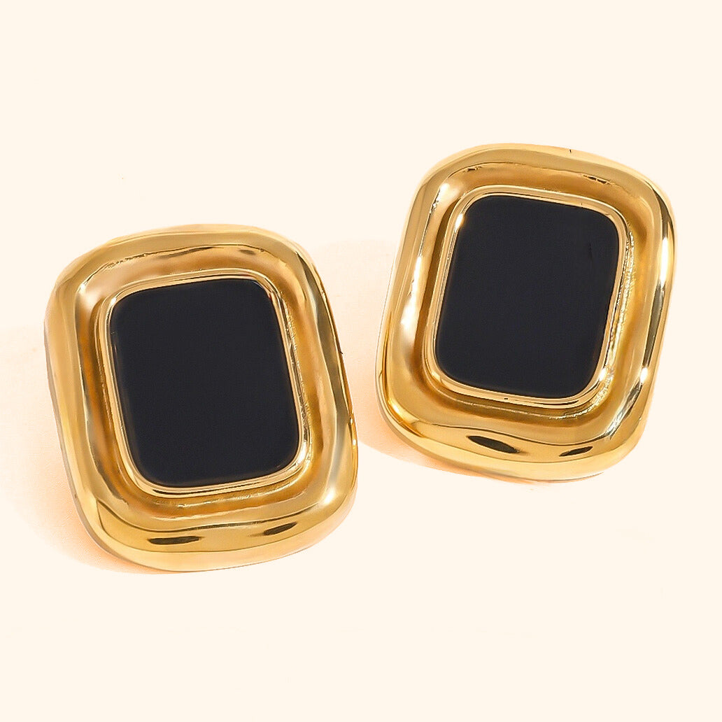 Black rectangular earrings