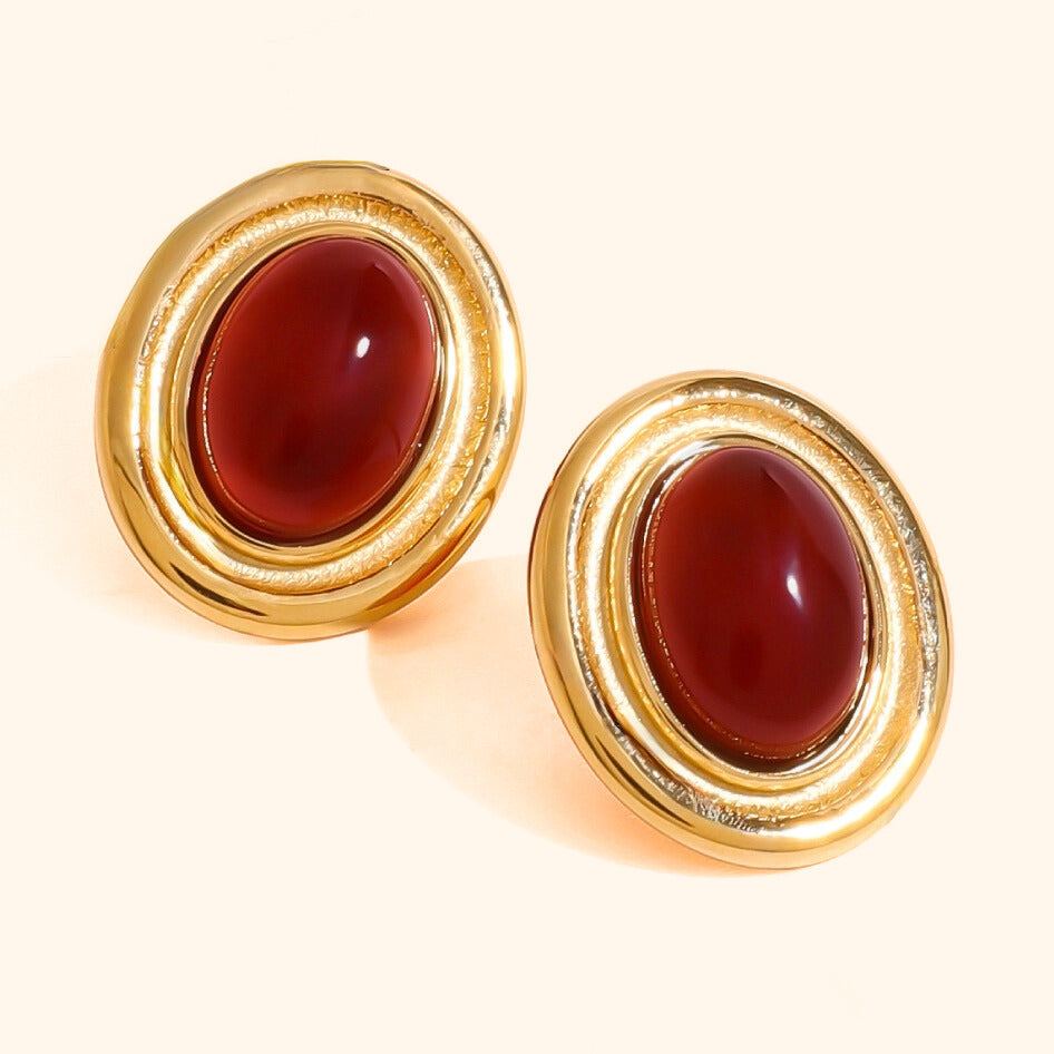 Burgundy oval earrings