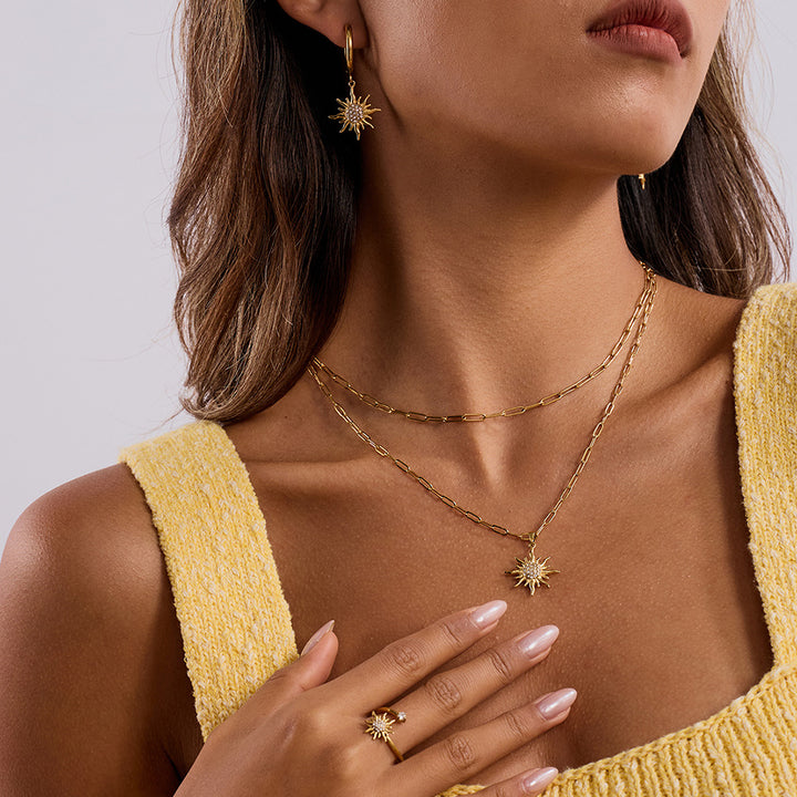 Bling sun ( earrings & necklace & ring )