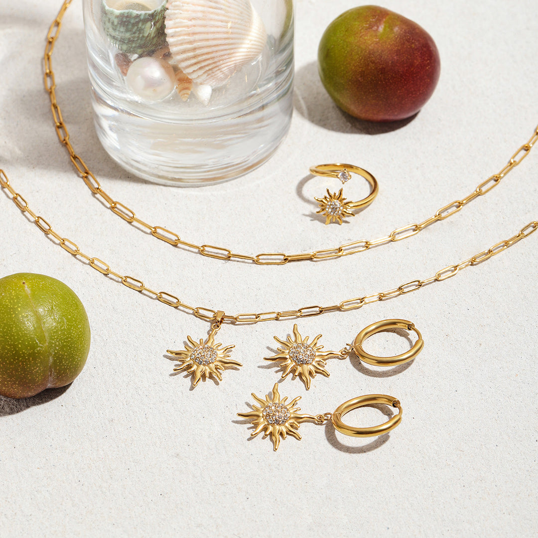 Bling sun ( earrings & necklace & ring )