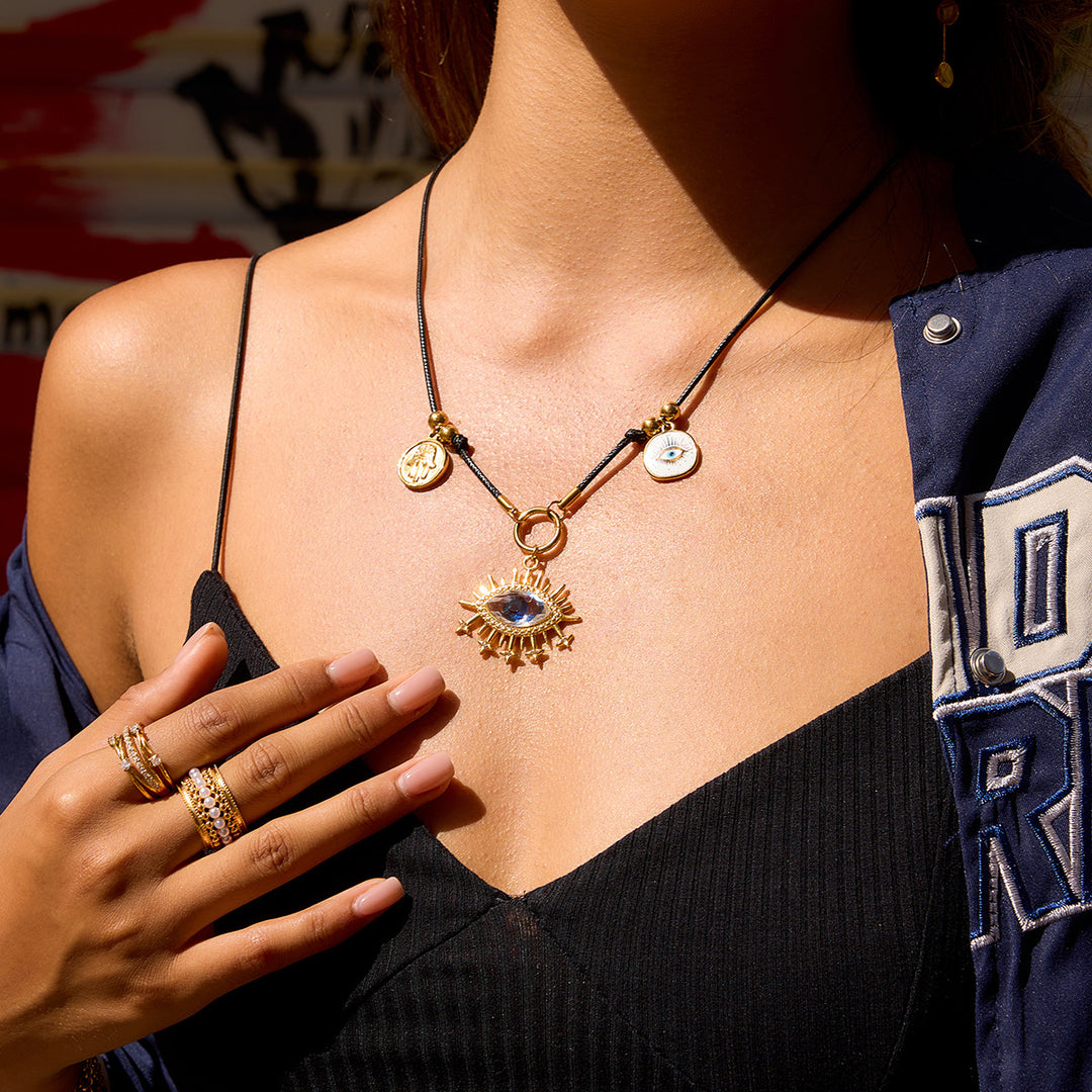 Black protection charm necklace