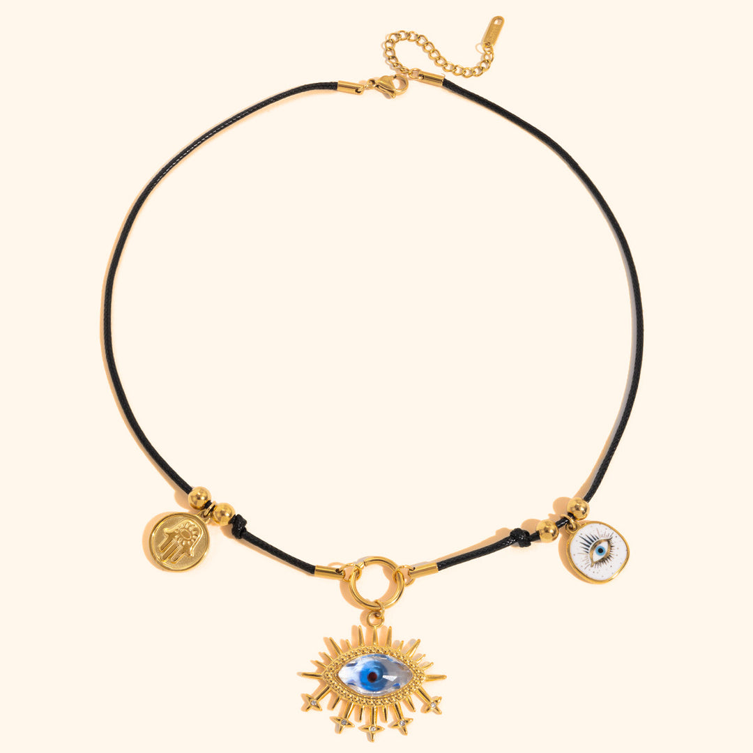 Black protection charm necklace