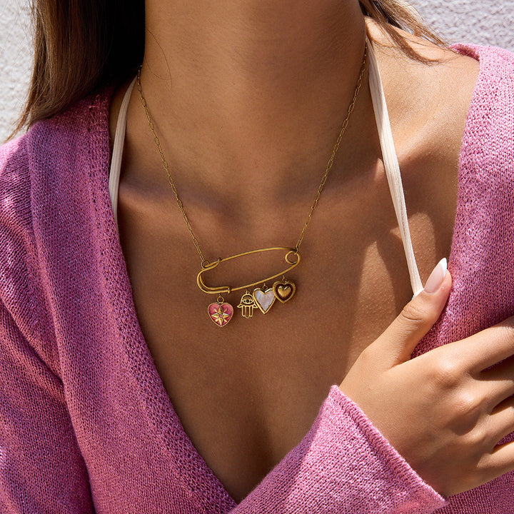 Pin charm necklace