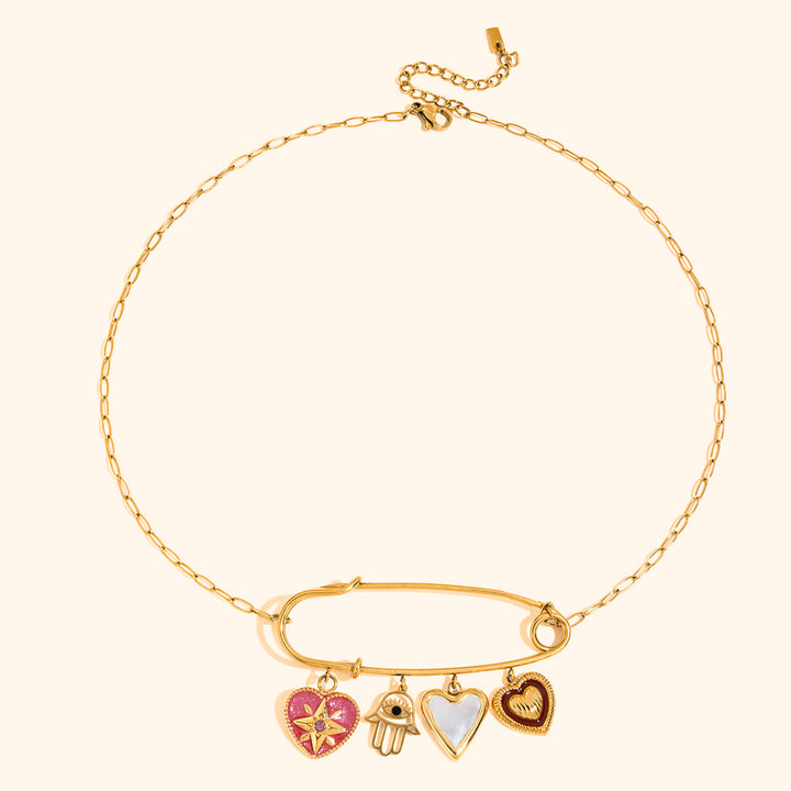 Pin charm necklace
