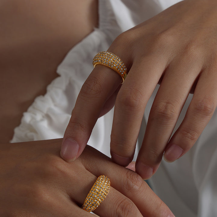 Chunky bling ring gold