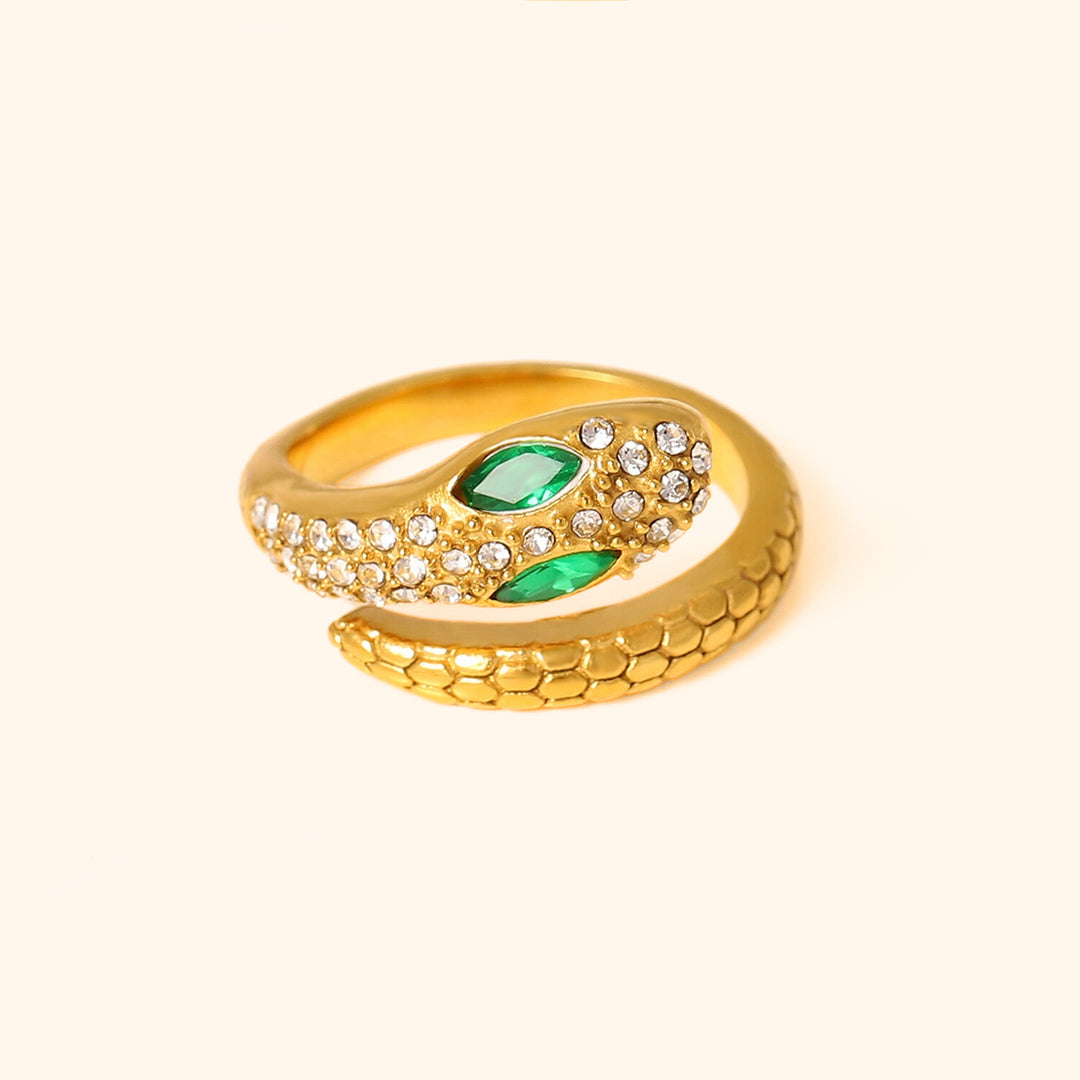 Emerald bling snake ring