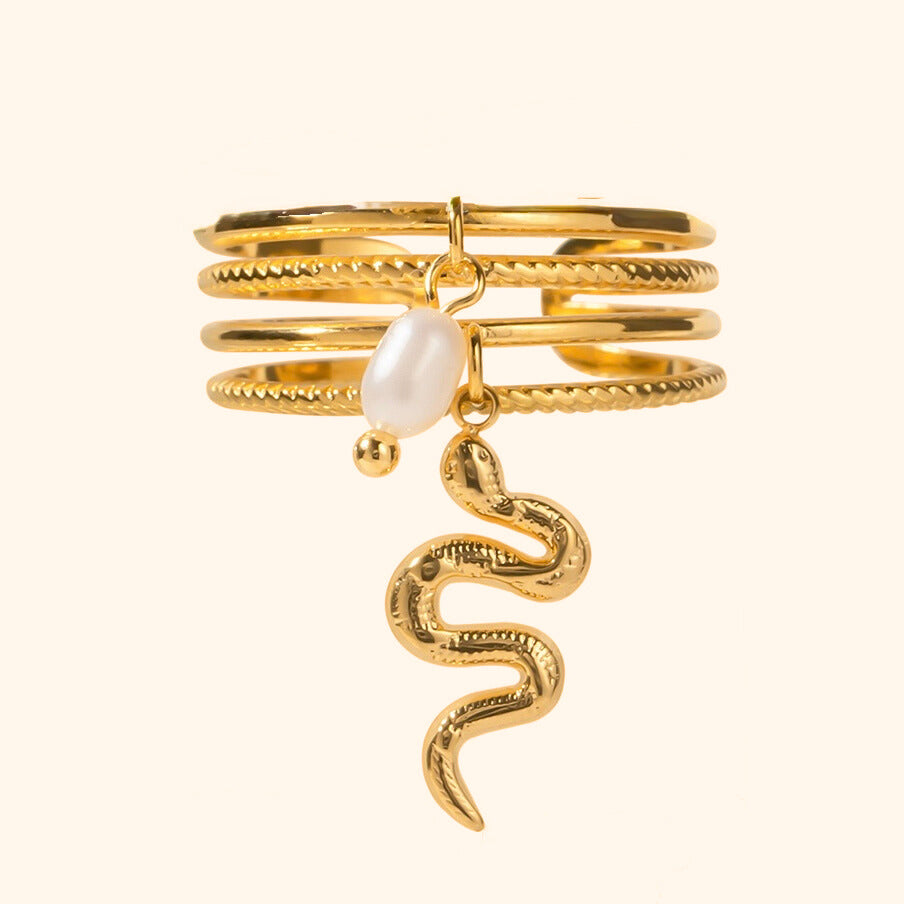 Snake drop layered ring