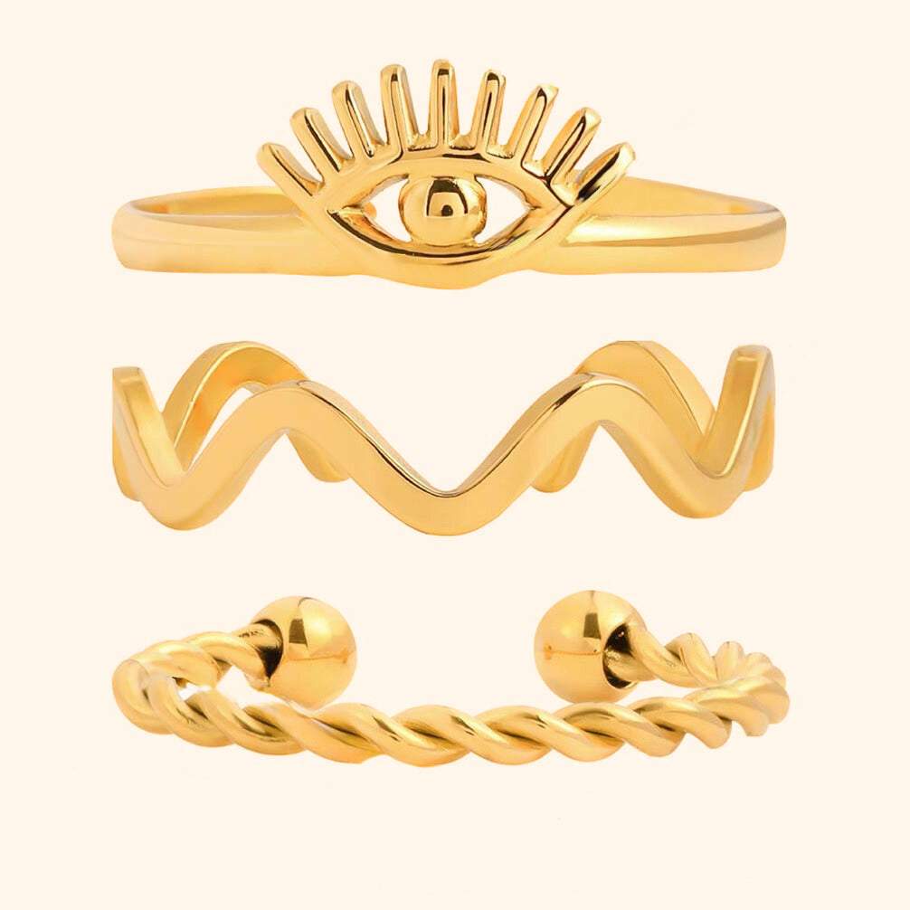 Bold eye ring set ( 3 rings )