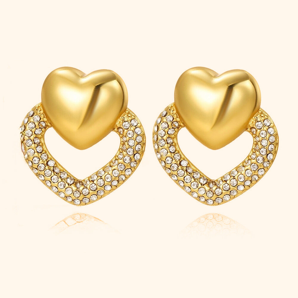 Heart bling earrings