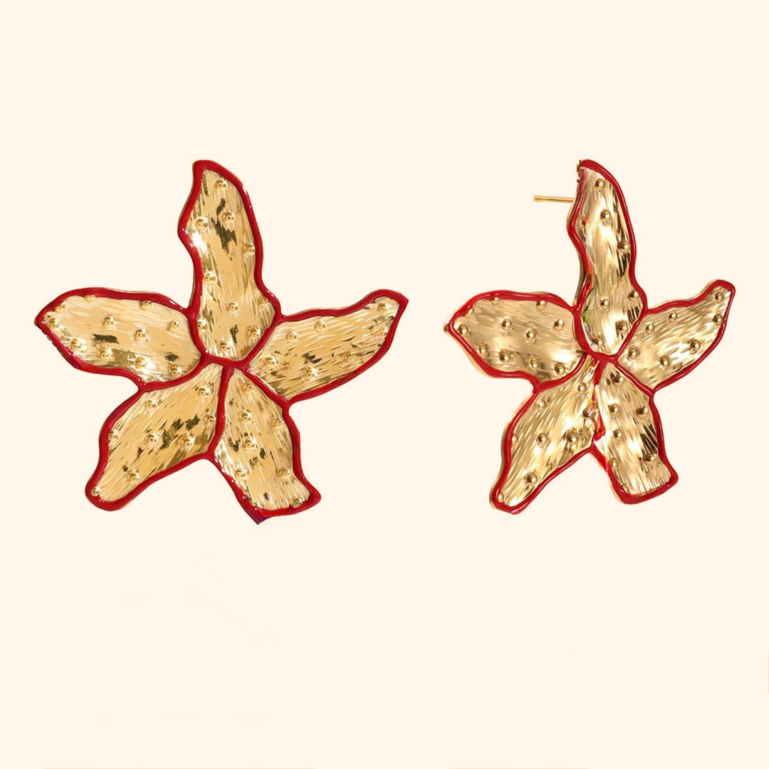 Burgundy big flower earrings