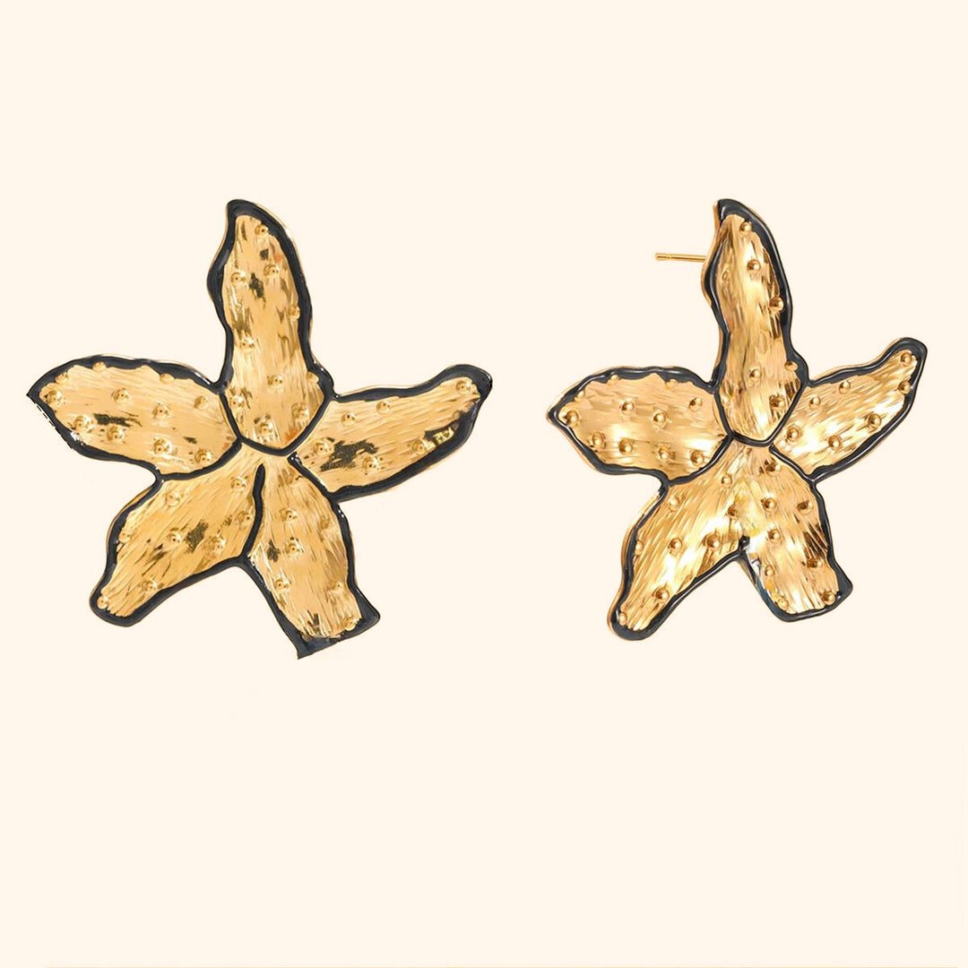 Black big flower earrings