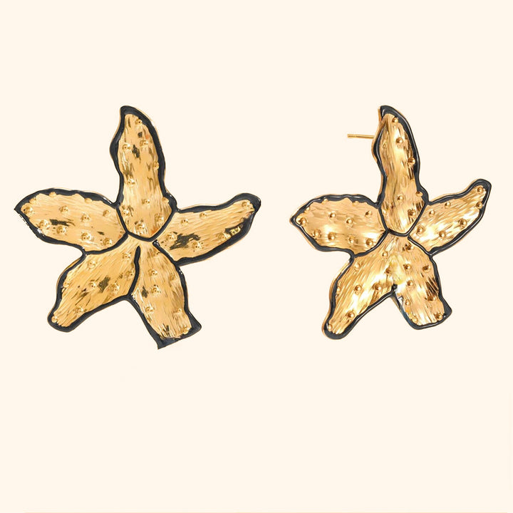 Black big flower earrings