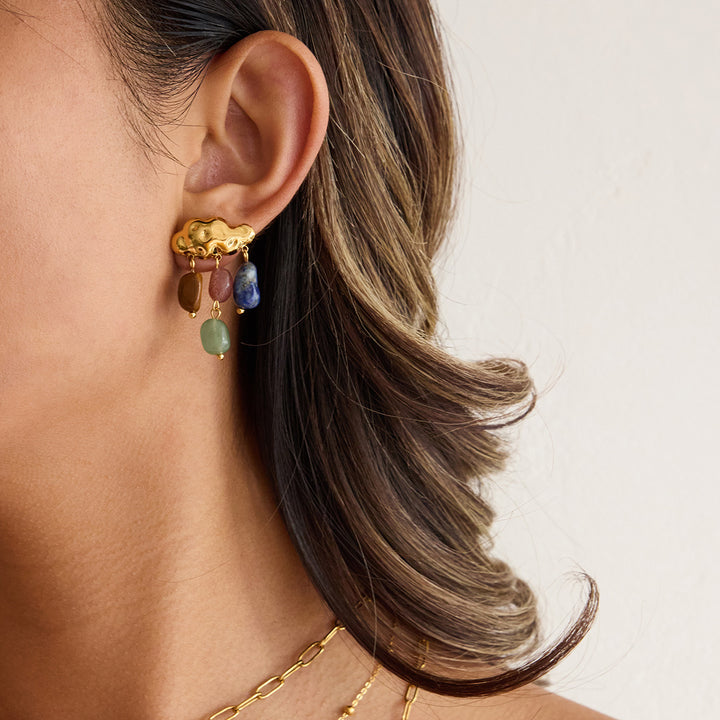 Gemstone cloud earrings
