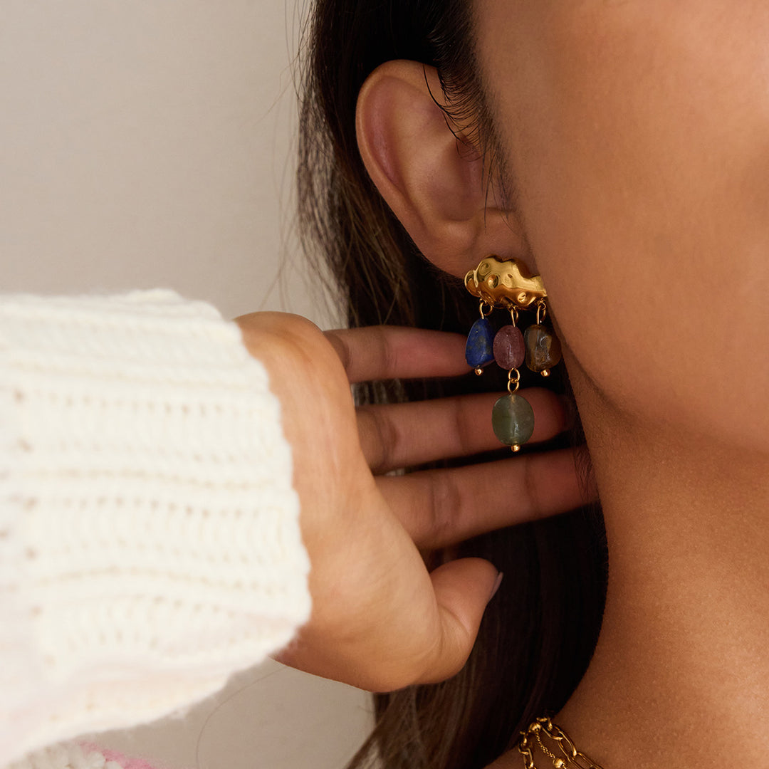 Gemstone cloud earrings