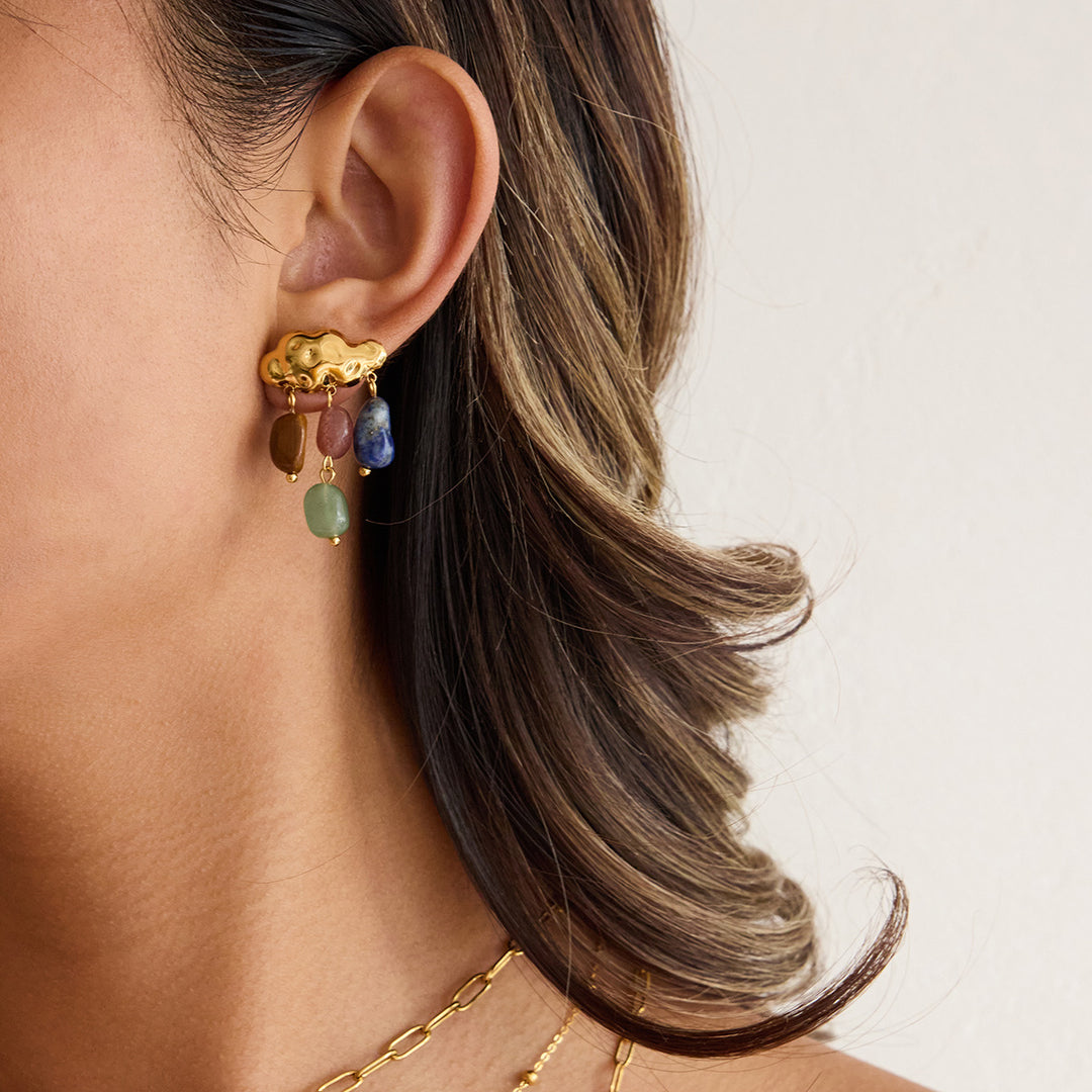 Gemstone cloud earrings