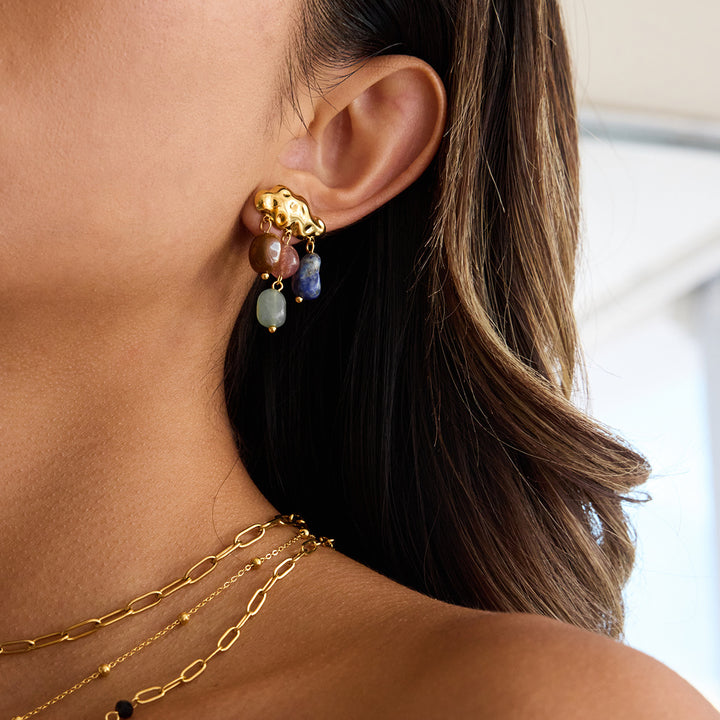 Gemstone cloud earrings