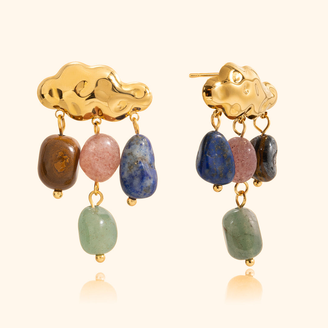 Gemstone cloud earrings