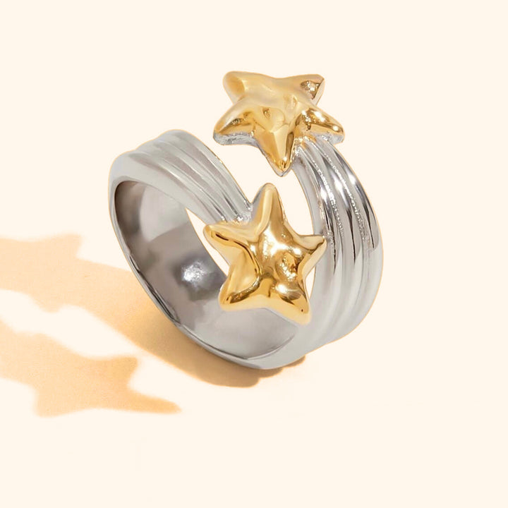 Thick double star ring