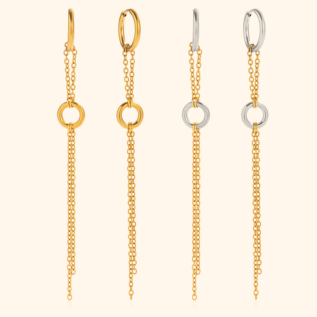 Chain drop hoop earrings