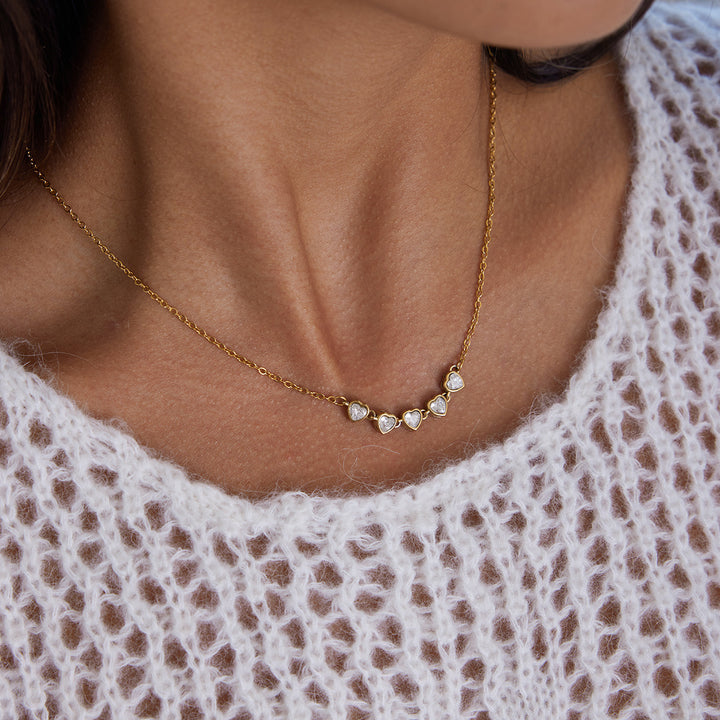 Bubble linked hearts necklace