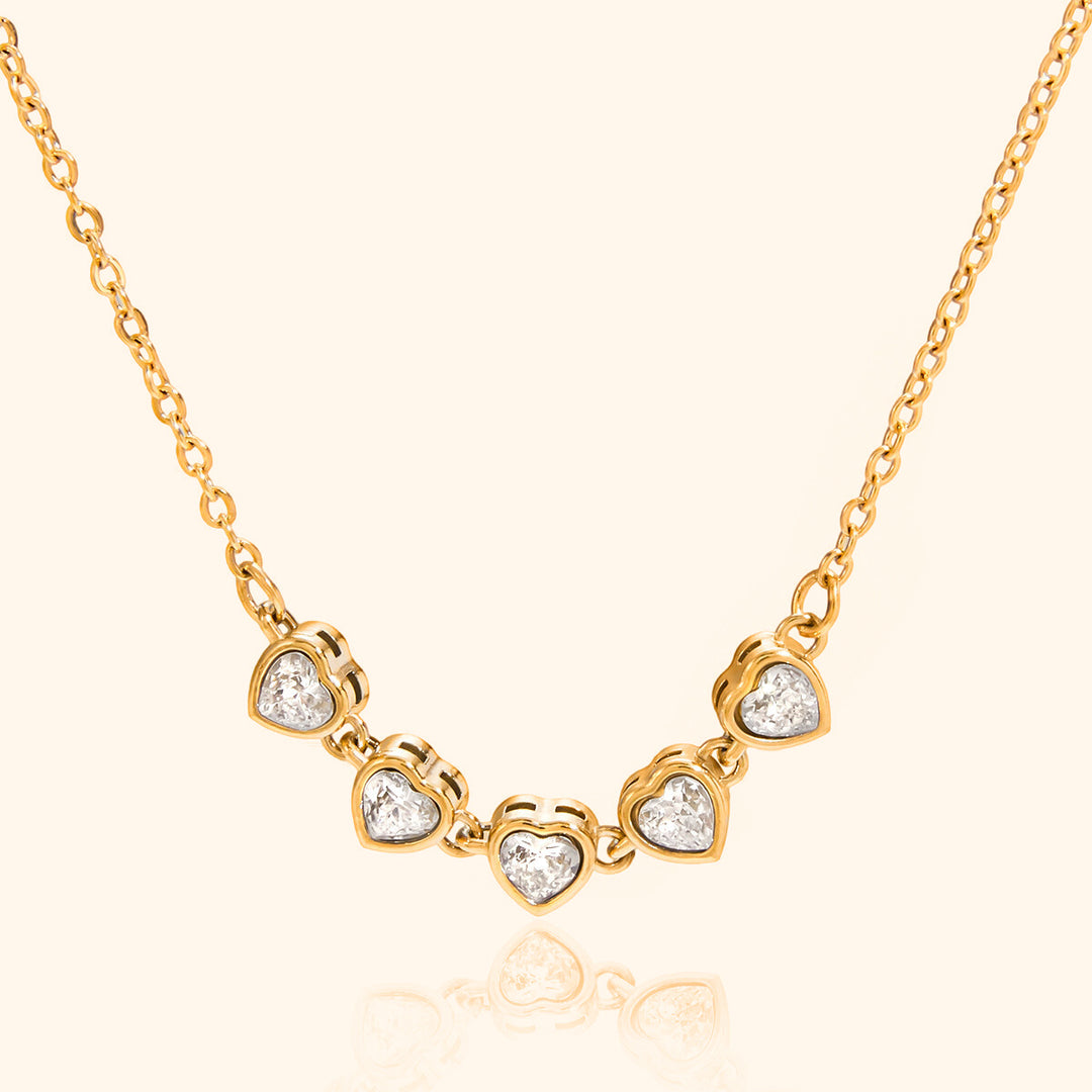 Bubble linked hearts necklace