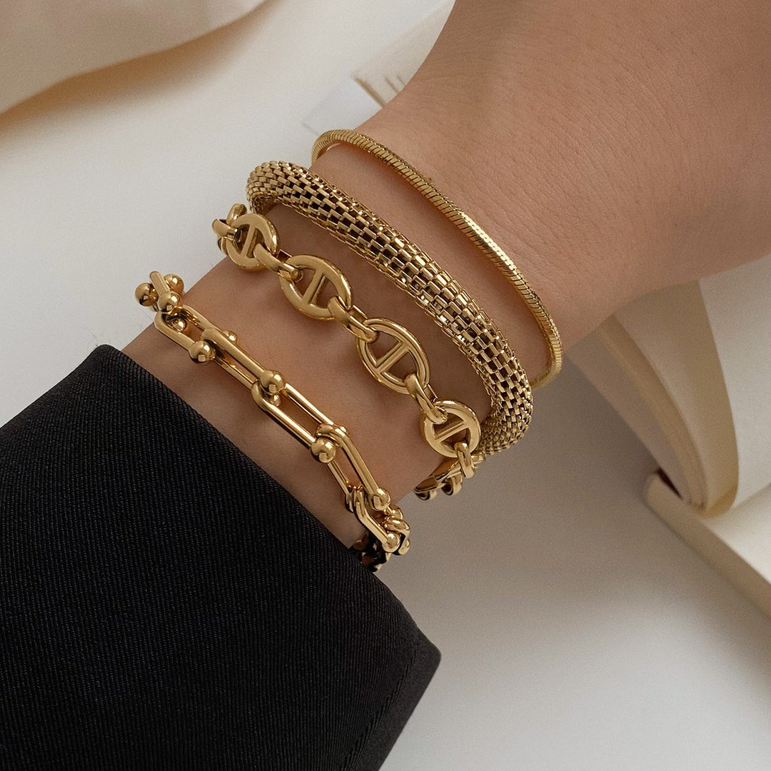 Thick bone gold bracelet