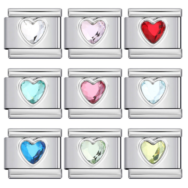 Crystal heart italian charm