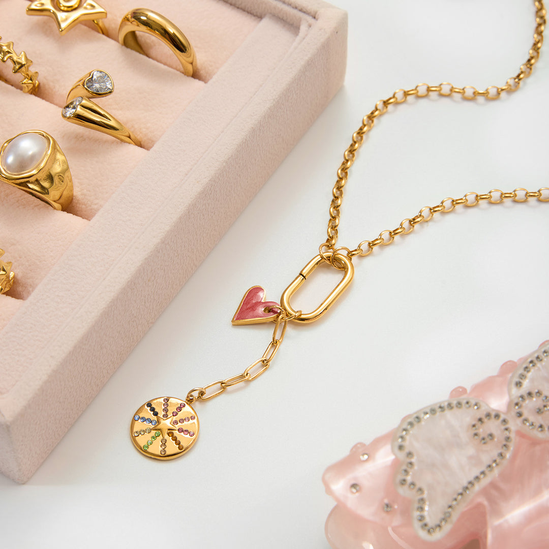 Rainbow at heart dropdown necklace