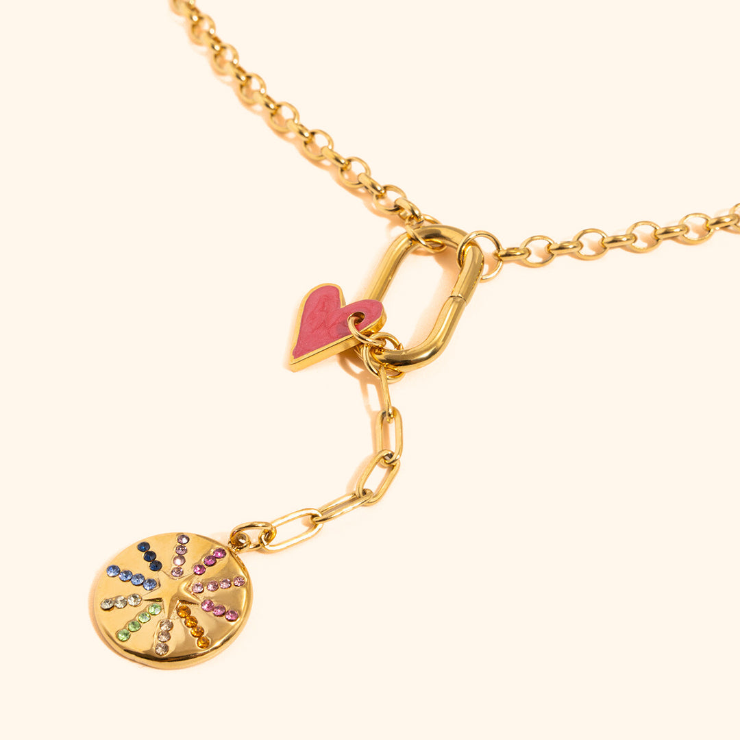 Rainbow at heart dropdown necklace
