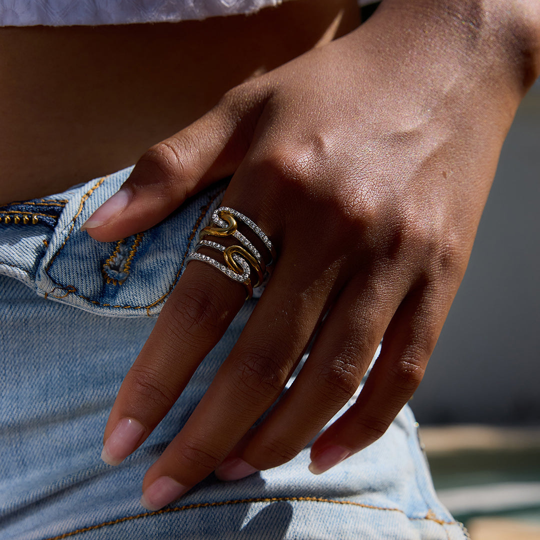 Interlinked bling toned ring