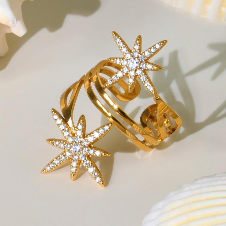 Stargaze wrapped gold ring